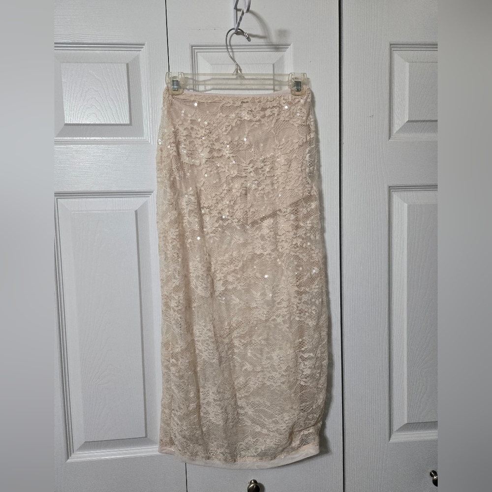 Wild Fable Champagne Lace Maxi Skirt W/Sequins, Size XXS, NWT - Picture 2 of 11